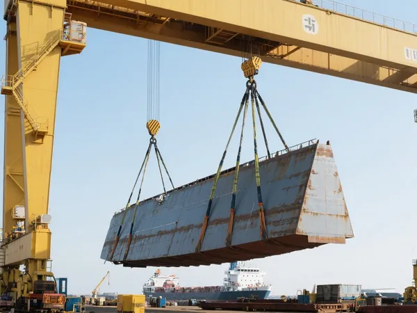 Steel coil handling with protective webbing slings