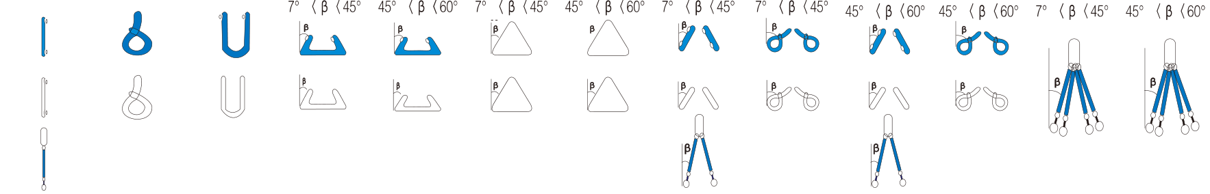 Hoisting method illustrations — 13 hitch configurations for webbing slings, round slings and sling assemblies